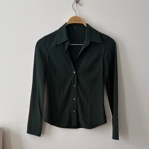 BCBGMaxAzria Dark Green Button-Down Shirt - Women's